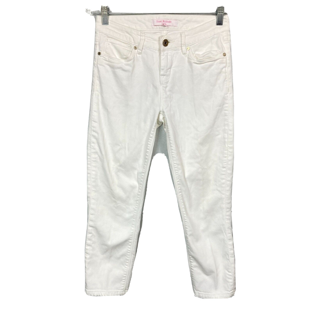 Isaac Mizrahi Jeans Womens Sz 4 White 5 Pocket Mid‎ Rise Skinny Cotton Stretch